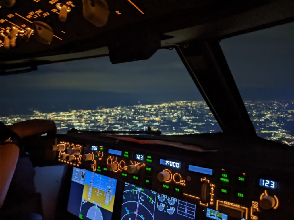 Cockpit B737 de nuit